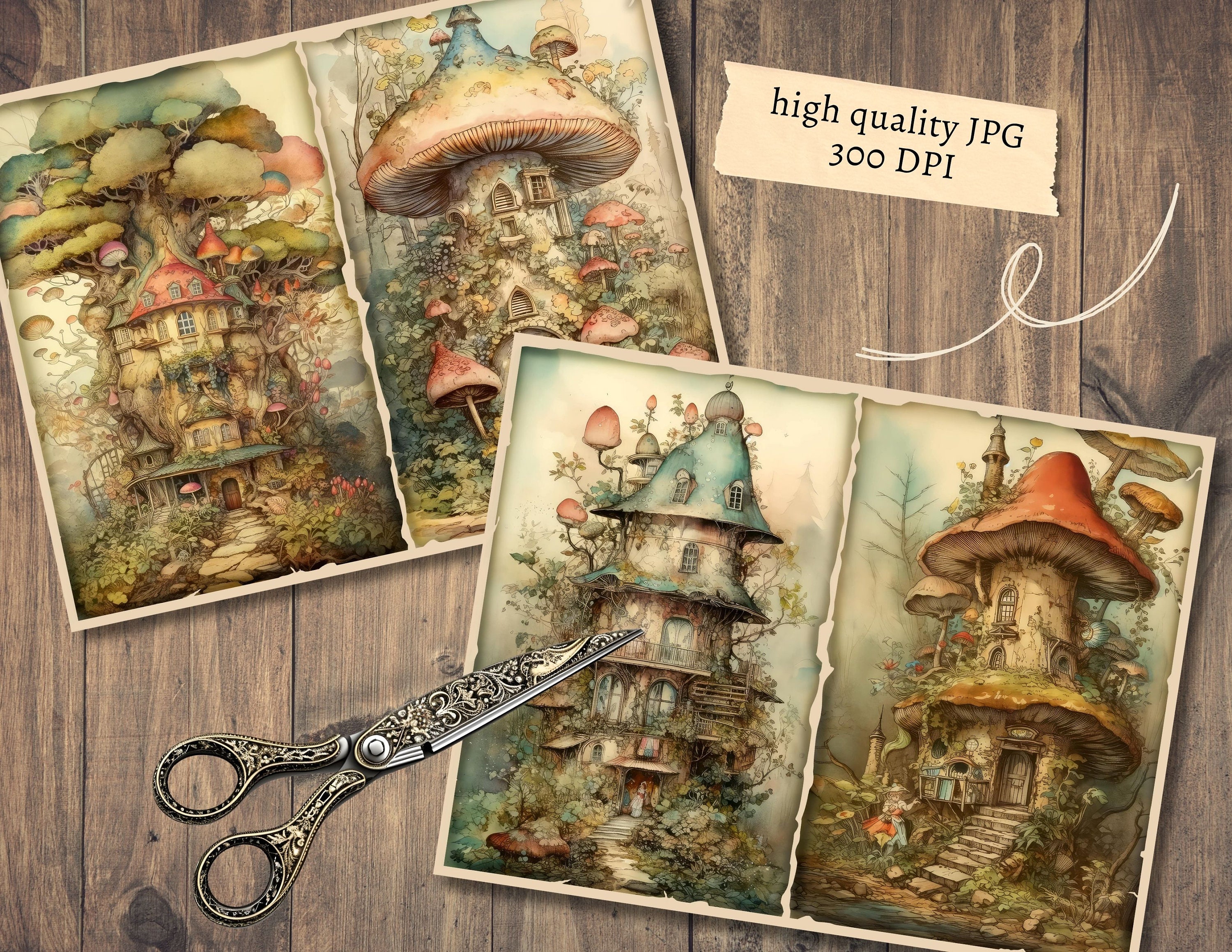 Fairy House Junk Journal Pages, Digital Fantasy Forest Scrapbook Paper ...
