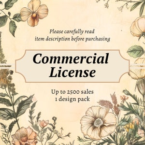Commerciële licentie - tot 2500 verkopen voor één ontwerppakket - geen tegoed - digitale download, afdrukbaar papier
