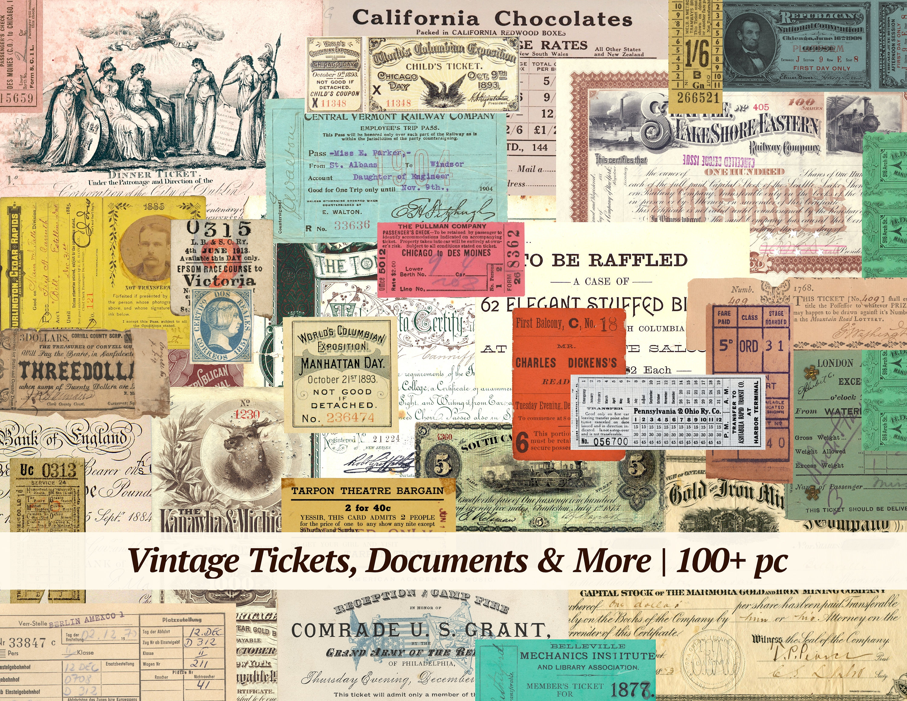 Antique train ticket - Etsy 日本