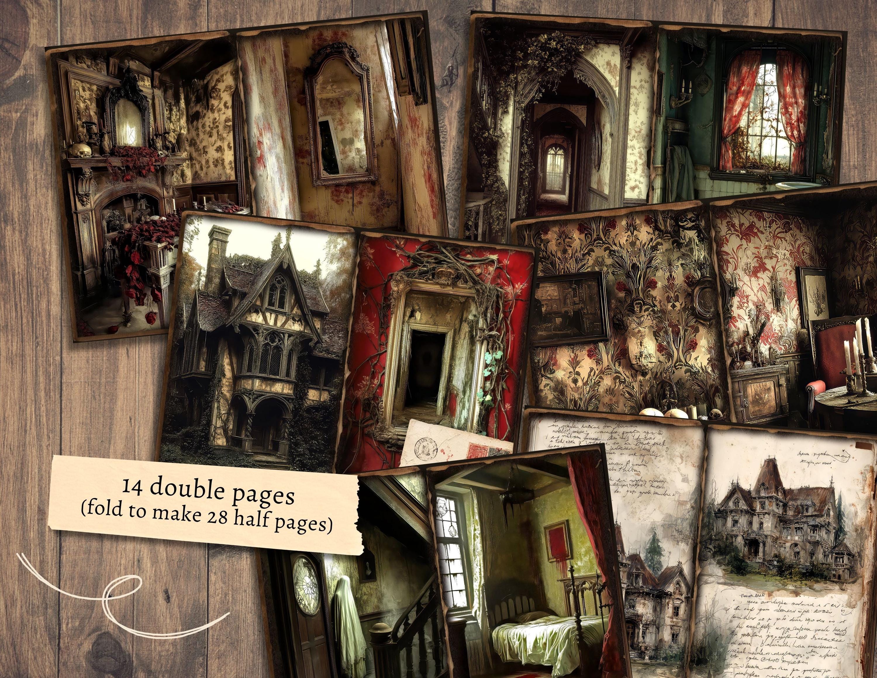 Ashmoor Manor Junk Journal Kit, Digital Gothic Scrapbook Paper, Haunted ...