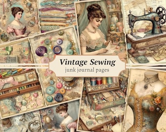 Vintage Antique Sewing Junk Journal Kit, Digital Scrapbook Paper Kit ...