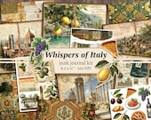 Whispers of Italy Junk Journal Kit, Digital Scrapbook Paper, Summer Printable, Travel Pages, Vintage Postcard Ephemera, Rome Cards