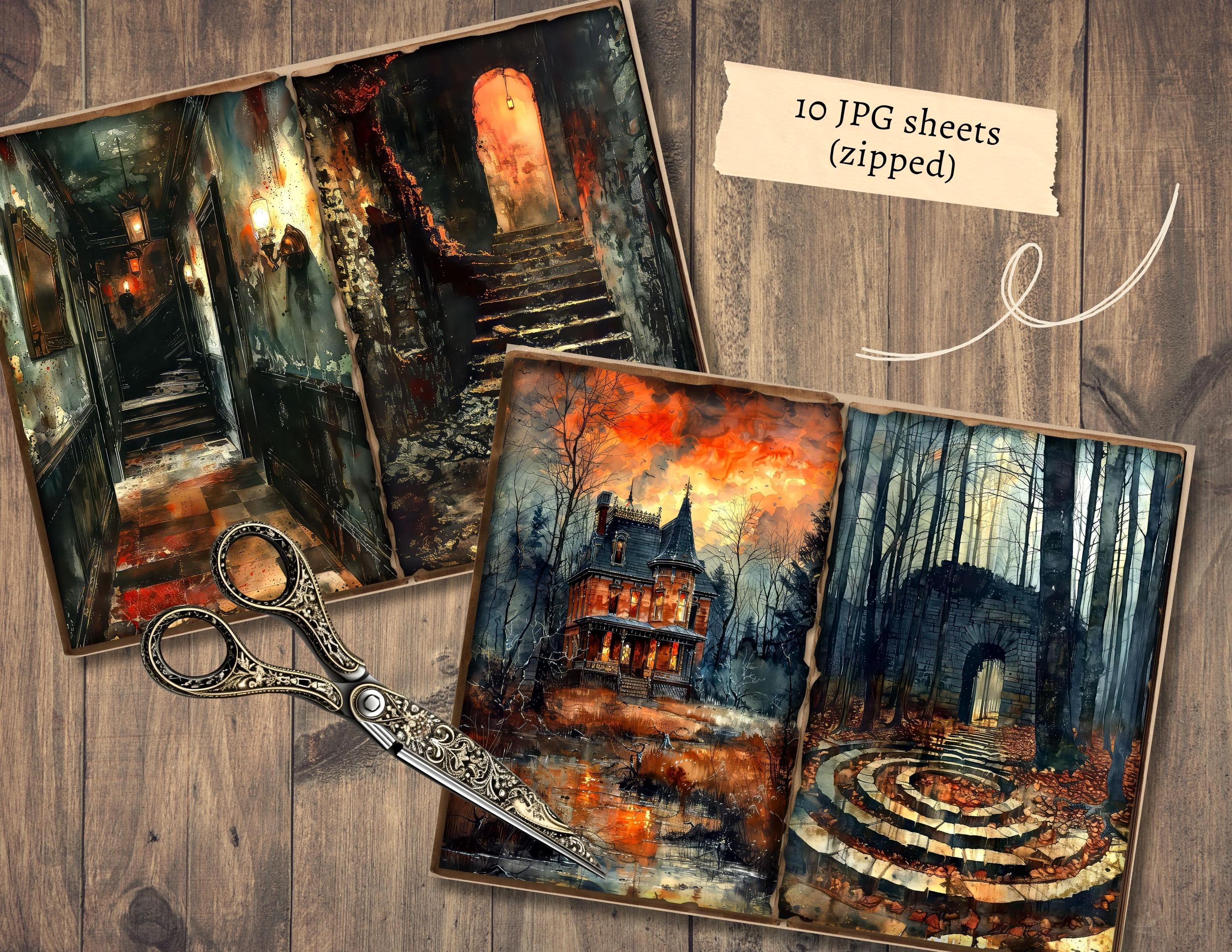 Halloween Junk Journal Pages, Digital Scrapbook, Grimoire Paper Kit ...