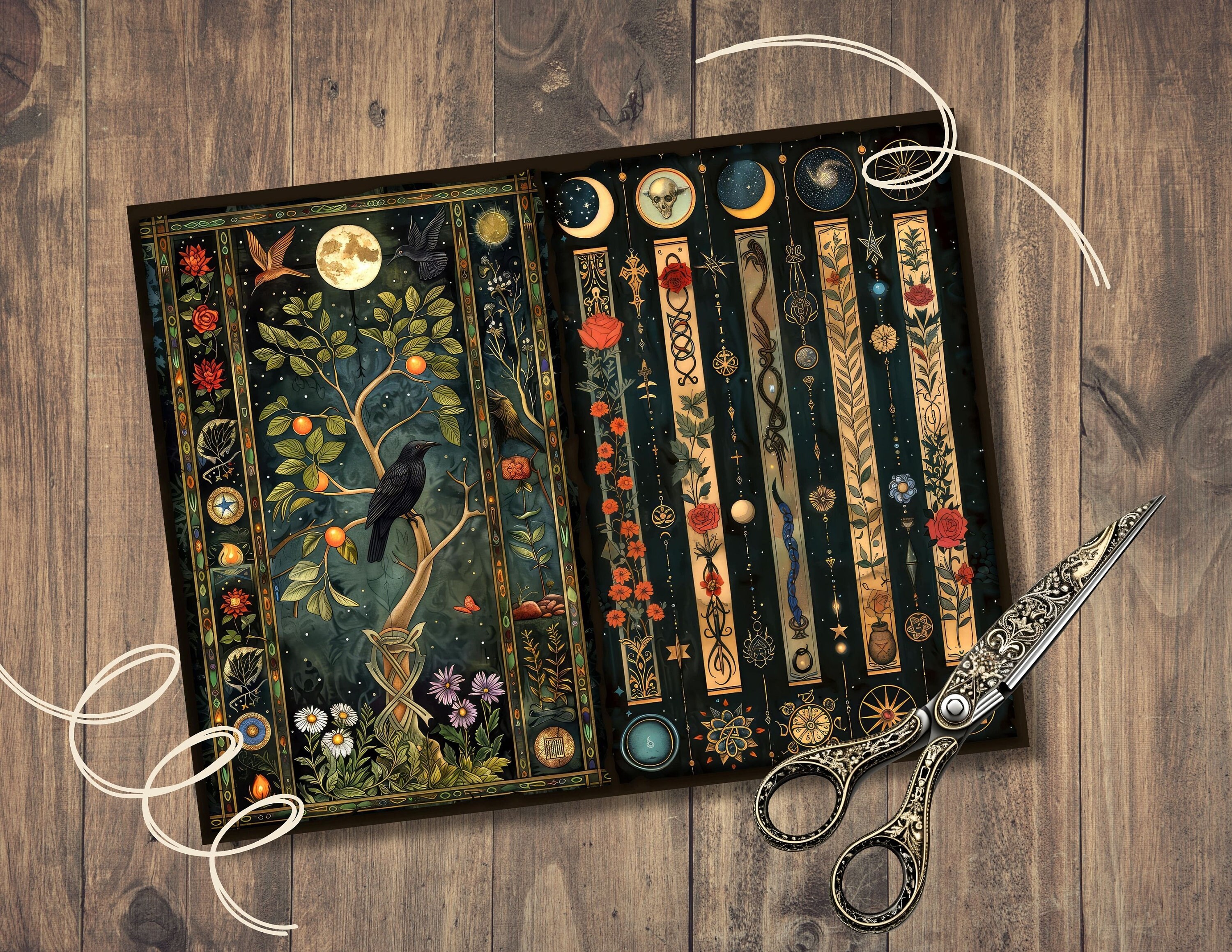 Sacred Pagan Junk Journal Pages, Digital Scrapbook Paper Kit, Mystic ...