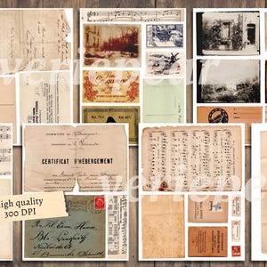 Vintage Junk Journal Ephemera Pack | SET 2 | Printable Collage Sheet ...