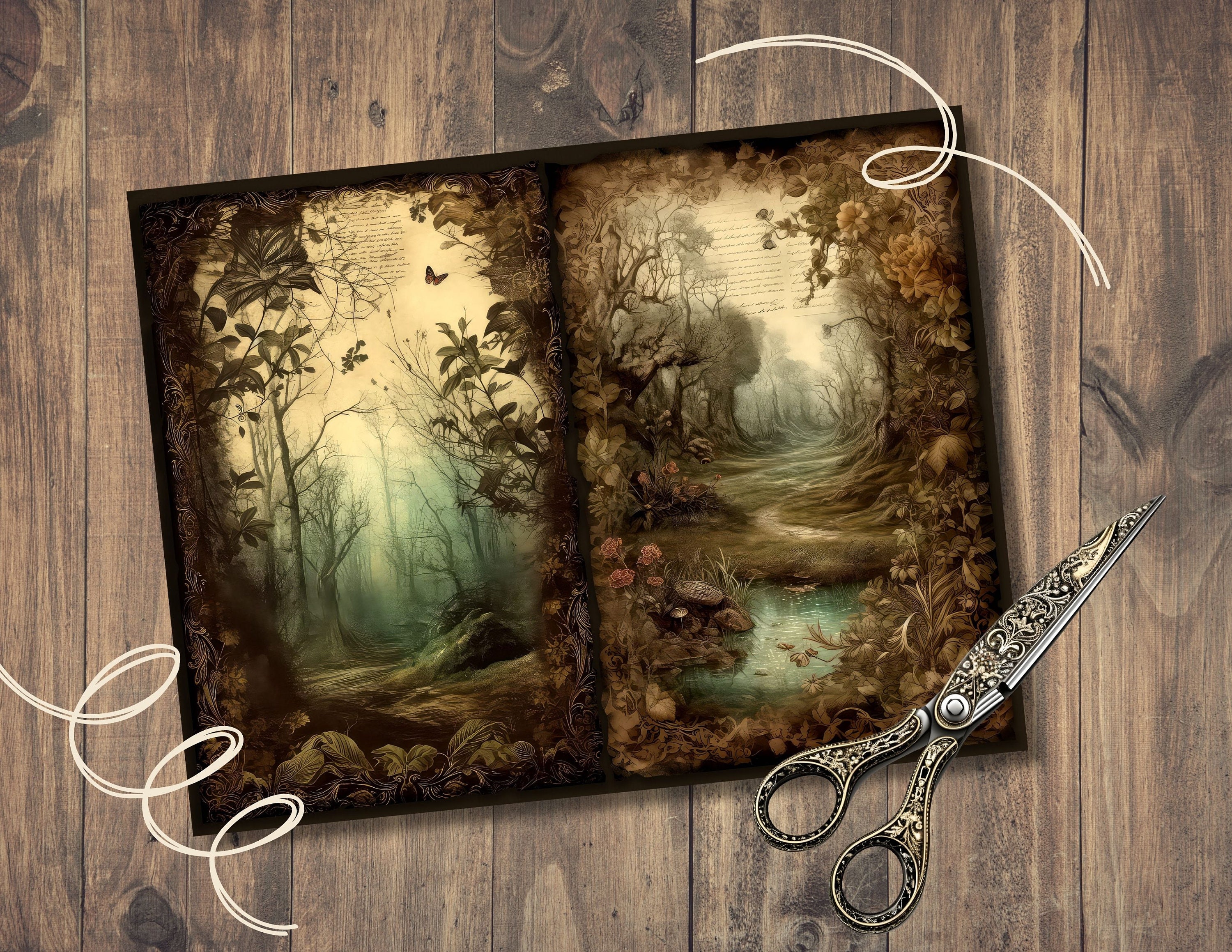 Enchanted Forest Junk Journal Pages, Printable Collage Sheet, Digital ...