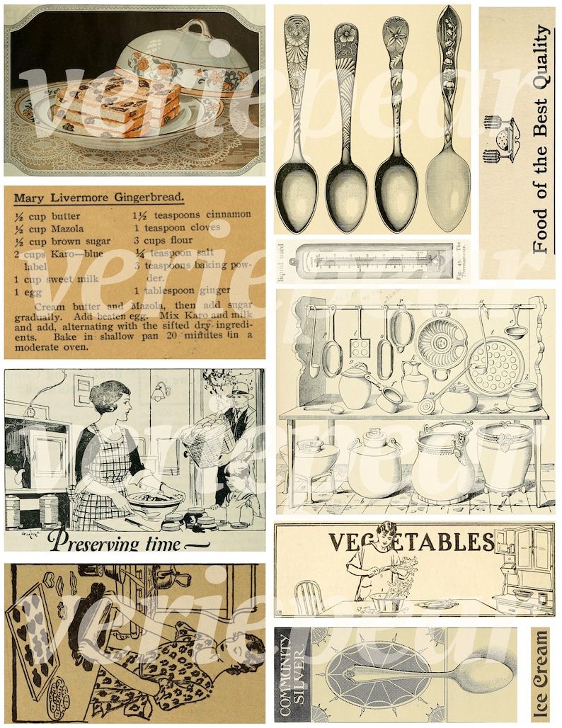 Vintage Cooking Ephemera 50 Pc Old Cookbook Printable Etsy