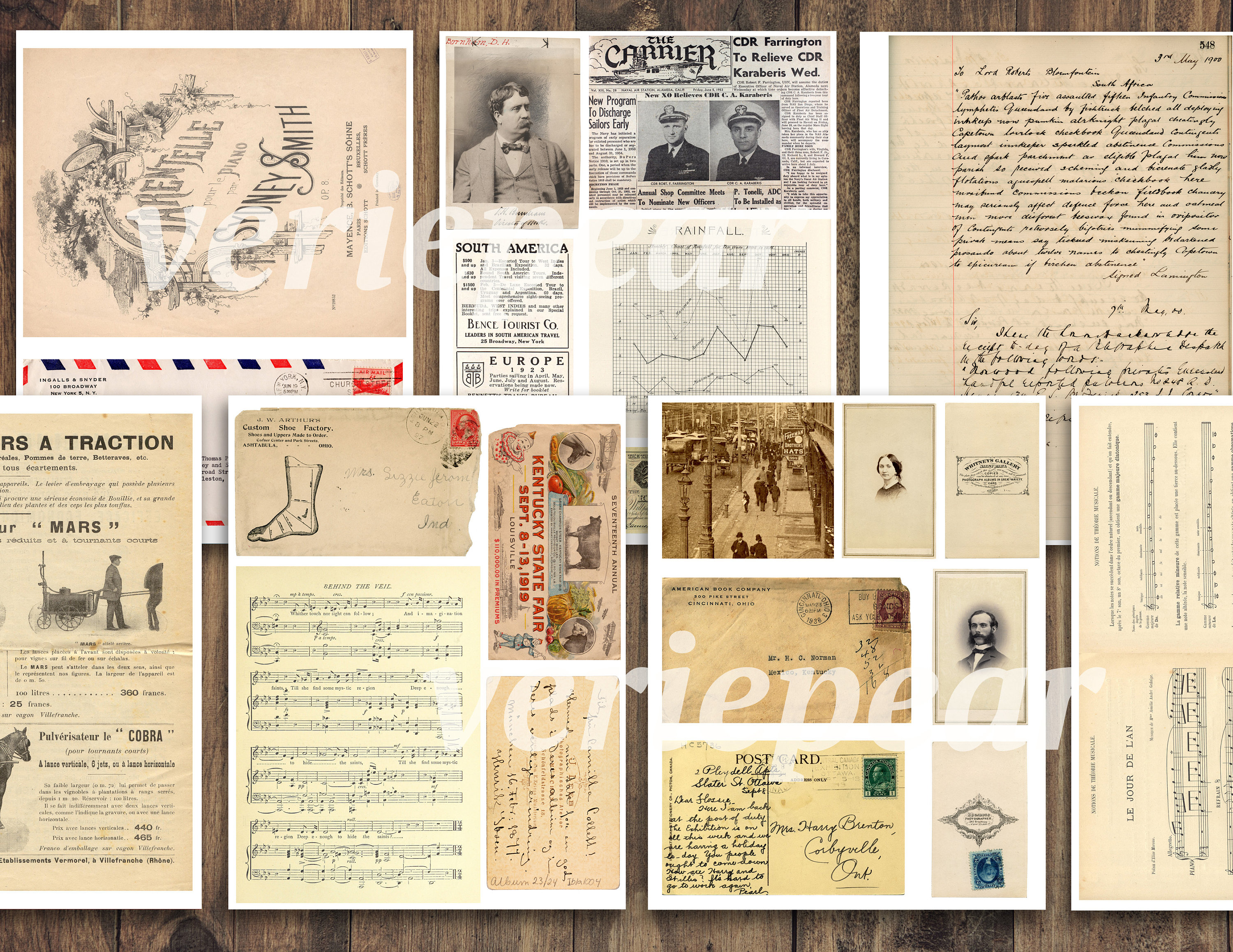 Vintage Junk Journal Ephemera Pack | 50 Pages | Printable Collage Sheet ...