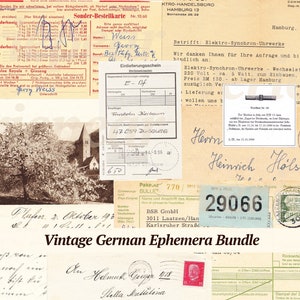 Vintage deutsche Ephemera | 12-teilig | antike Buchstaben | Papier Erinnerungsstücke | Junk Journal Zubehör | Postkarten | alte Handschrift | Collagen Konvolut