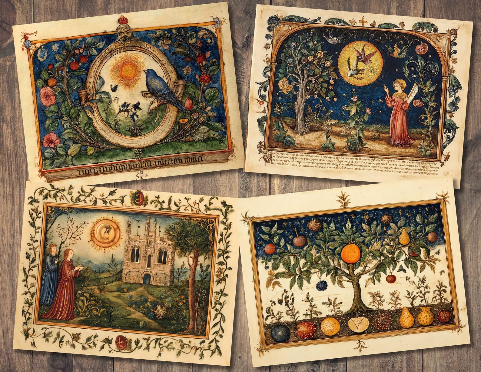 Medieval Art Papers, Junk Journal Pages, Digital Scrapbook Backgrounds ...