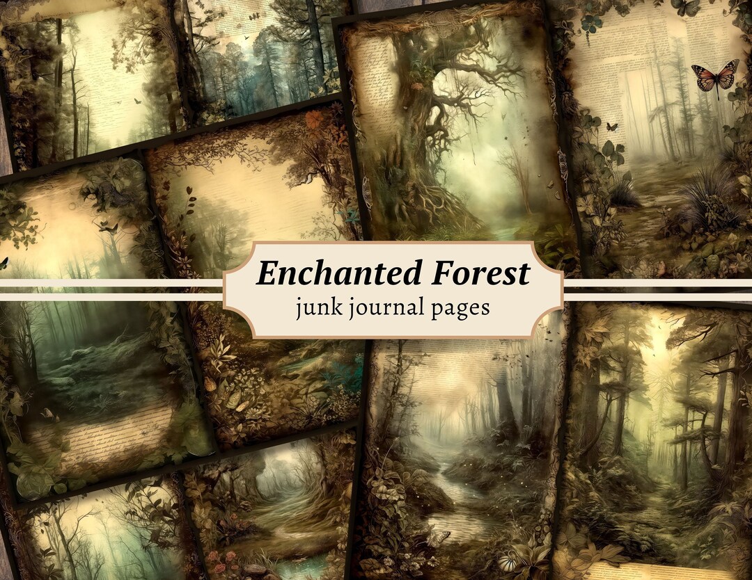 Enchanted Forest Junk Journal Pages, Printable Collage Sheet, Digital ...
