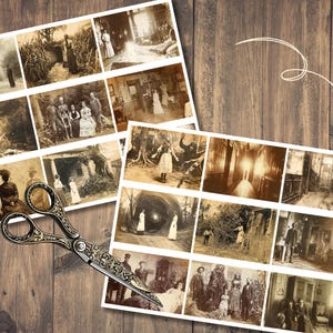 Griezelige foto's, afdrukbare rare ephemera, vintage junkjournal, digitale plakboekkit, griezelig collageblad, grimoire-horror, gotische download afbeelding 7