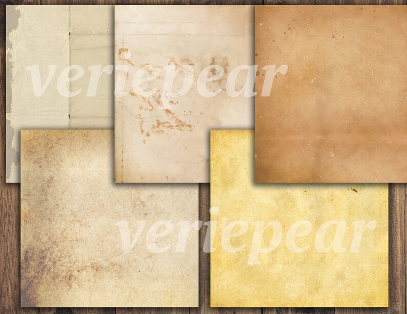 May include: Five different textured paper backgrounds in various shades of brown and beige. The papers have a vintage, aged look.