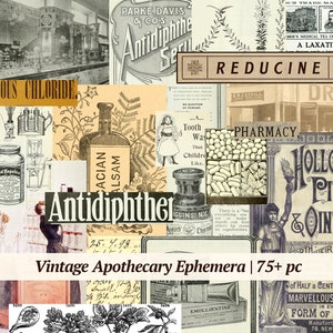 Vintage apothekersverschijnselen | 75+ stuks | afdrukbare medicijnetiketten | oude antieke papieren digikit | heksenjournaal | digitaal collageblad