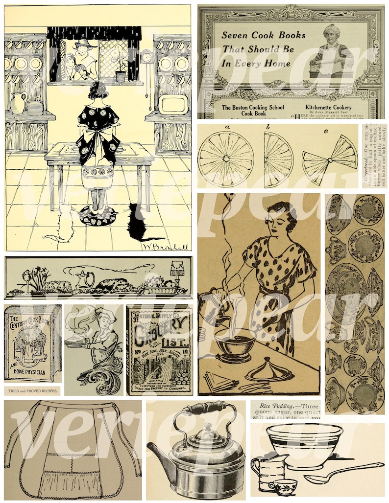 Vintage Cooking Ephemera 50 Pc Old Cookbook Printable Etsy