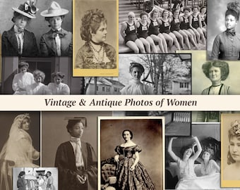 Vintage Photos of Women | 30+ pc | digital junk journal ephemera, printable antique photos, scrapbook kit, collage sheet, victorian portrait