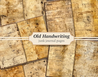Alte Handschrift Junk Journal Seiten, Digitales Scrapbook Papier Kit, Vintage Handgeschriebenes Printable, Neutrale Ephemera, Distressed Collage Sheet