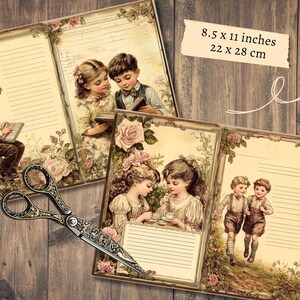 Victorian Children Junk Journal Pages, Digital Scrapbook Paper Kit ...