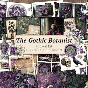 Kit de diario basura "El Botánico Gótico", papel digital para álbumes de recortes, imprimible botánico, páginas victorianas, efímeras vintage, Dark Academia