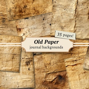 Alte Papier Hintergründe, Digitales Scrapbook Kit, druckbare antike Textur, Junk Journal Seiten, handgeschriebenes Collage Sheet, Vintage Ephemera