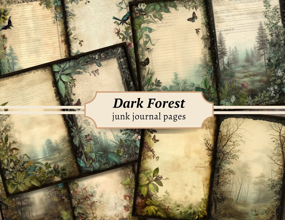 Dark Forest Junk Journal Pages, Printable Collage Sheet, Digital ...