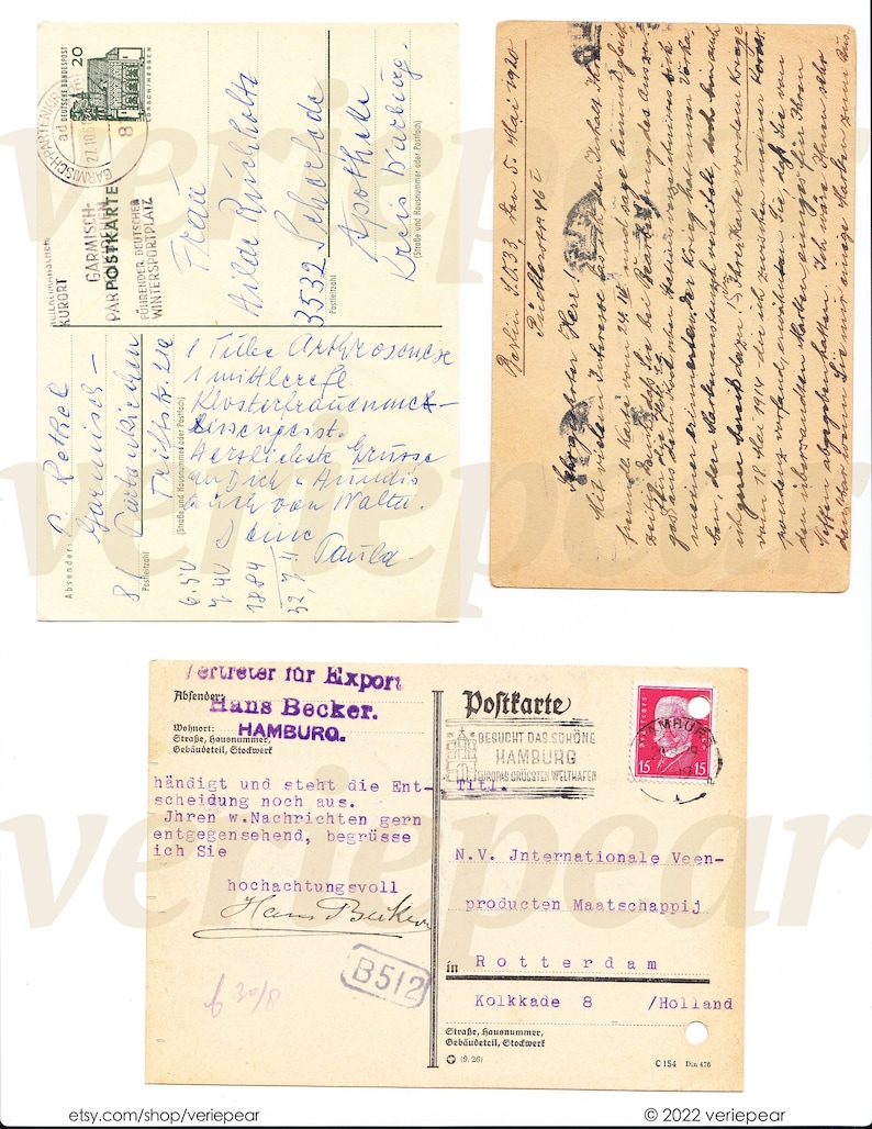 May include: A vintage postcard with handwritten text in German. The postcard is addressed to Frau Hilde R&uuml;ckholtz in Schorlade, Germany. The text mentions a visit to Malta and a request for greetings. The postcard is dated 1920.