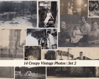 Fotografías antiguas espeluznantes / 14x / fotografías de Halloween para imprimir / imágenes victorianas / imágenes antiguas / efímeras digitales / conjunto de fotografías antiguas espeluznantes