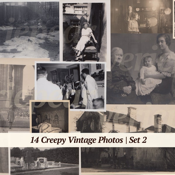 Creepy Vintage Photos | 14x | printable halloween photographs | victorian images | old pictures | digital ephemera | spooky antique photoset