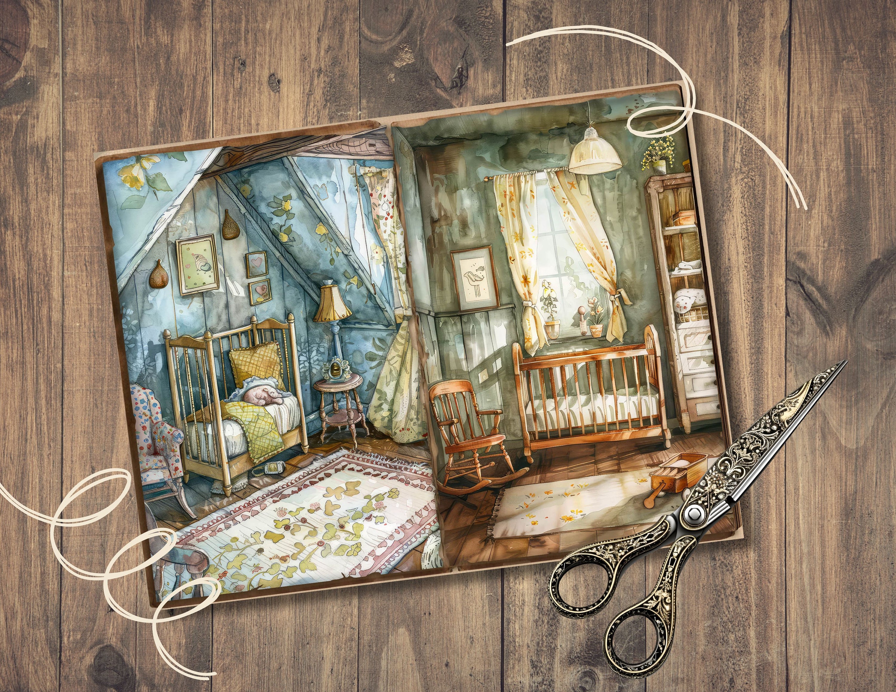 Cozy Nursery Junk Journal Pages, Digital Scrapbook Paper Kit, Newborn ...