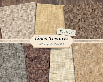 Linen Textures Digital Papers, Neutral Scrapbook Kit, Rustic Printable, Collage Sheet, Junk Journal Page, Brown Backing, Burlap Background