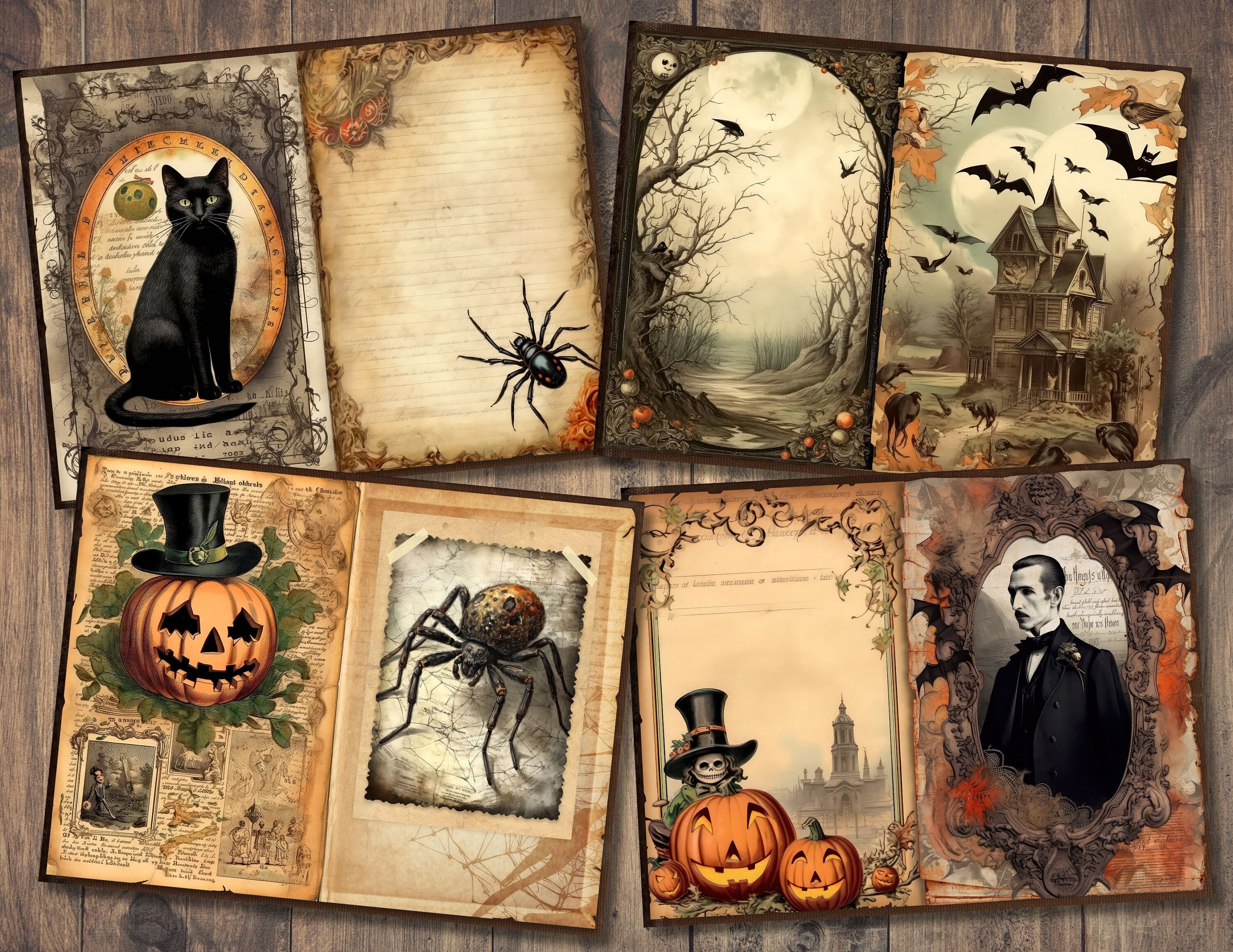 Halloween Junk Journal Kit, Digital Scrapbook Paper, Pumpkin Printable ...