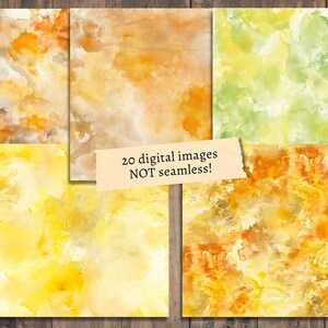 Puede incluir: Conjunto de 20 im&aacute;genes de fondo digitales de acuarela en tonos amarillos, naranjas y verdes. Las im&aacute;genes no son sin costuras.
