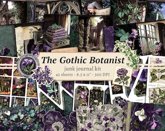 Kit di diario "The Gothic Botanist", carta per scrapbooking digitale, stampabile botanico, pagine di giardini vittoriani, effimeri vintage, Dark Academia