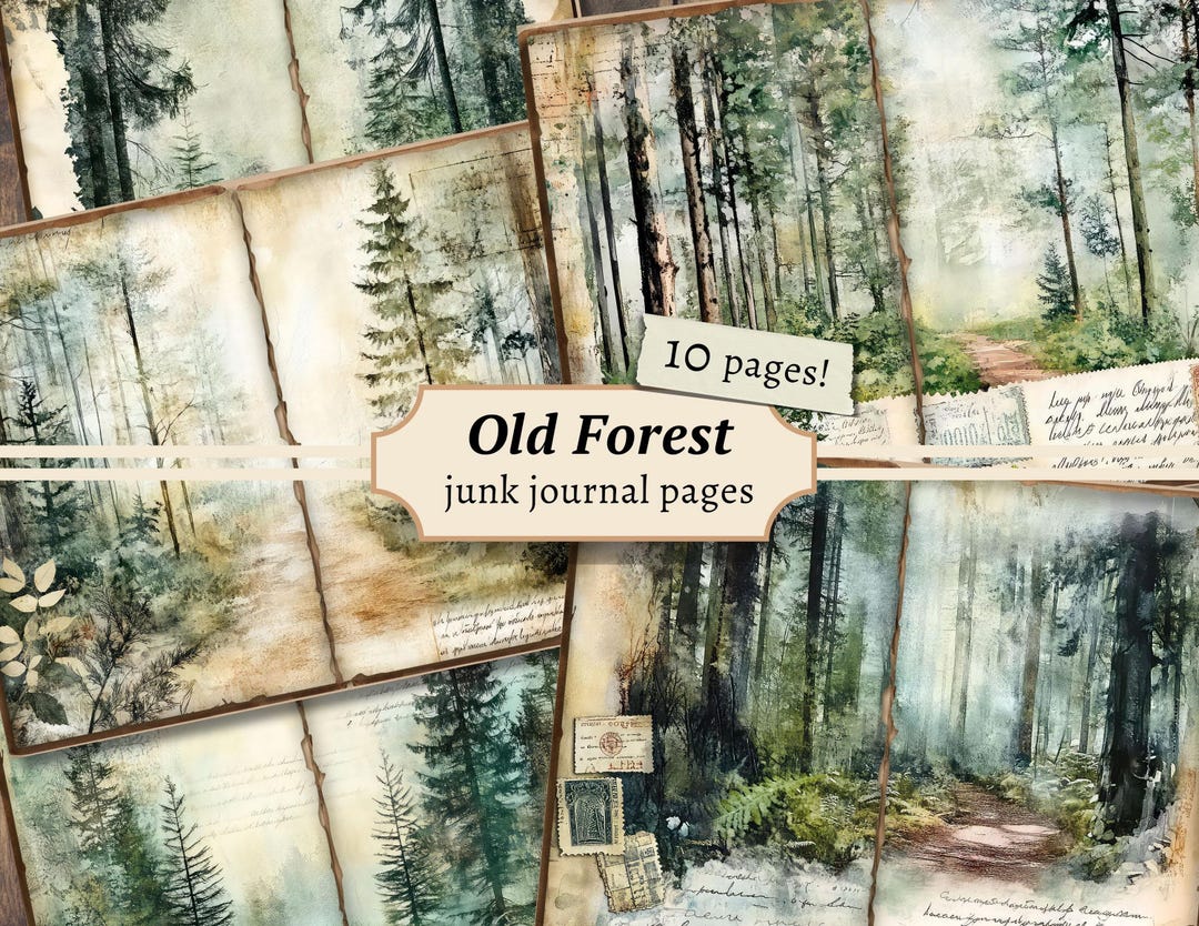 Old Forest Junk Journal Pages, Digital Scrapbook, Woods Paper Kit ...
