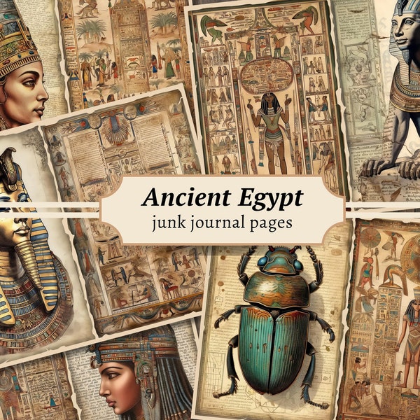 Ancient Egypt Junk Journal Pages, Printable Scrapbook Paper, Digital Collage Sheet, Vintage Ephemera Kit, Old Egyptian Pharaoh Download