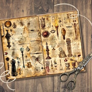 Book of Witchcraft Junk Journal Pages, Digital Scrapbook Paper Kit ...
