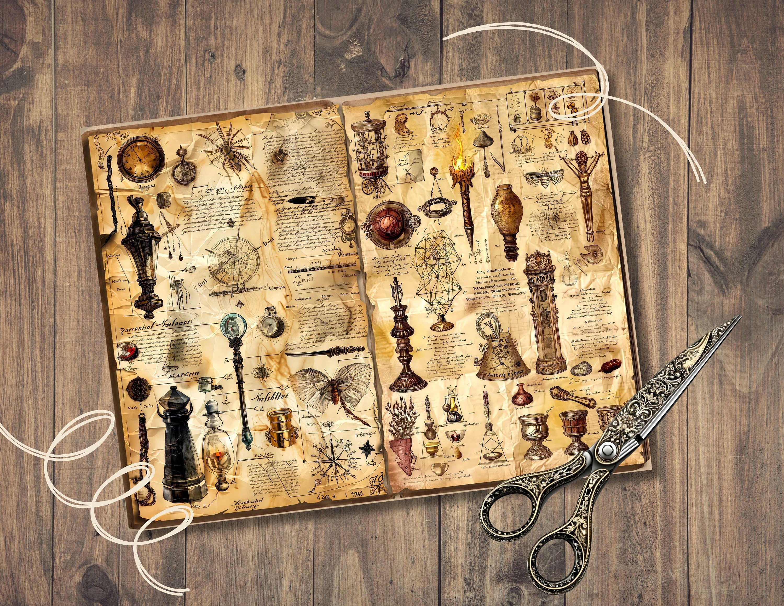 Book of Witchcraft Junk Journal Pages, Digital Scrapbook Paper Kit ...