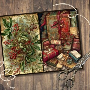 Classic Christmas Junk Journal Pages, Digital Scrapbook Paper Kit ...
