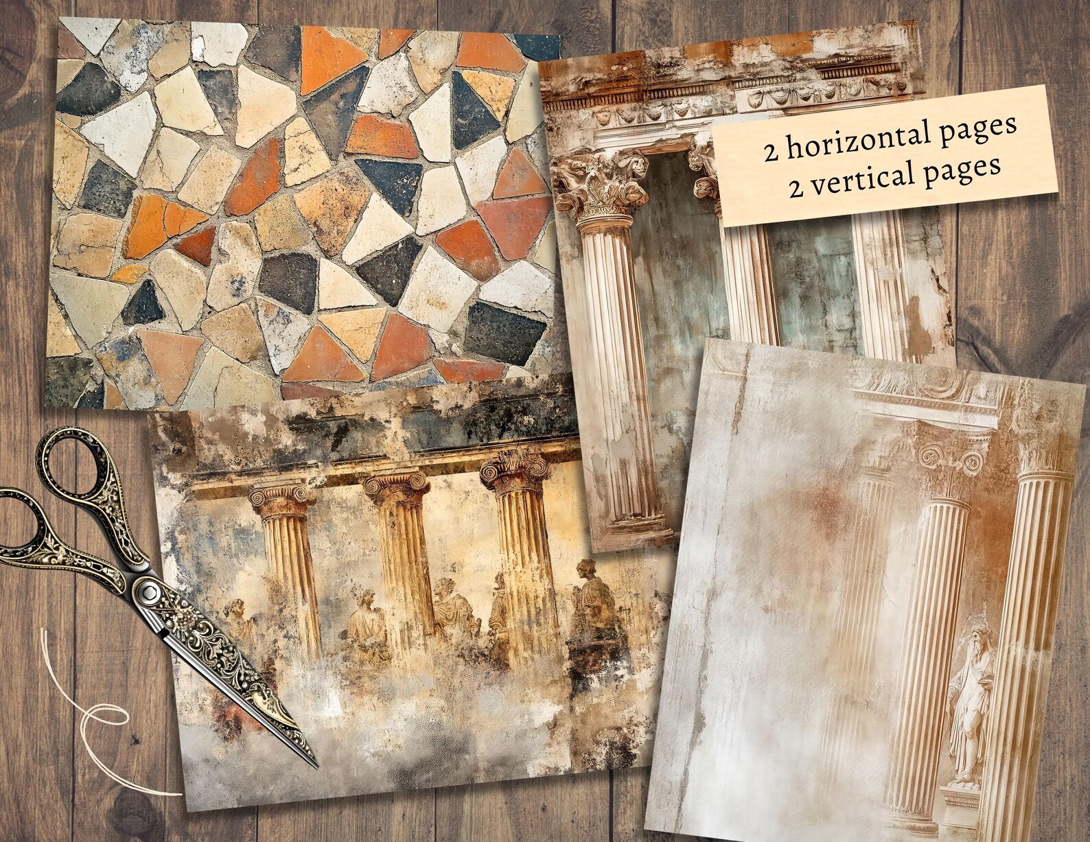 Library of Alexandria Junk Journal Kit, Digital Scrapbook Paper ...