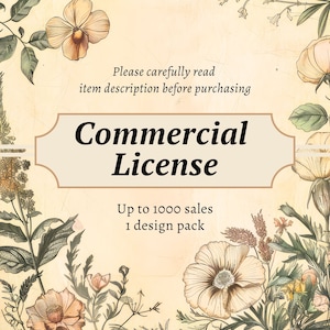 Commerciële licentie - tot 1000 verkopen voor één ontwerppakket - geen tegoed - digitale download, afdrukbaar papier