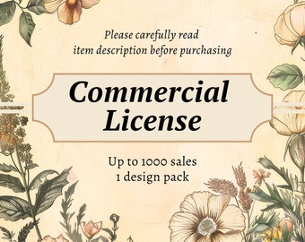 Commercial License - Up to 1000 Sales for One Design Pack - No credit - digital download, printable paper