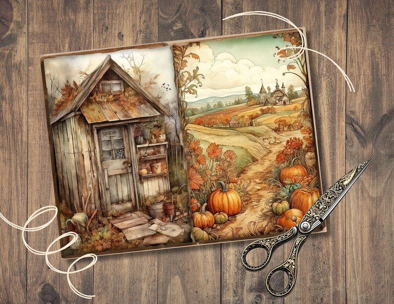 Autumn Walk Junk Journal Pages, Digital Fall Scrapbook Kit, Printable ...
