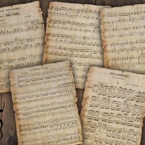 Vintage Sheet Music Digikit | printable music pages | junk journal ephemera | scrapbook supplies, aged paper, old book pages, collage sheet
