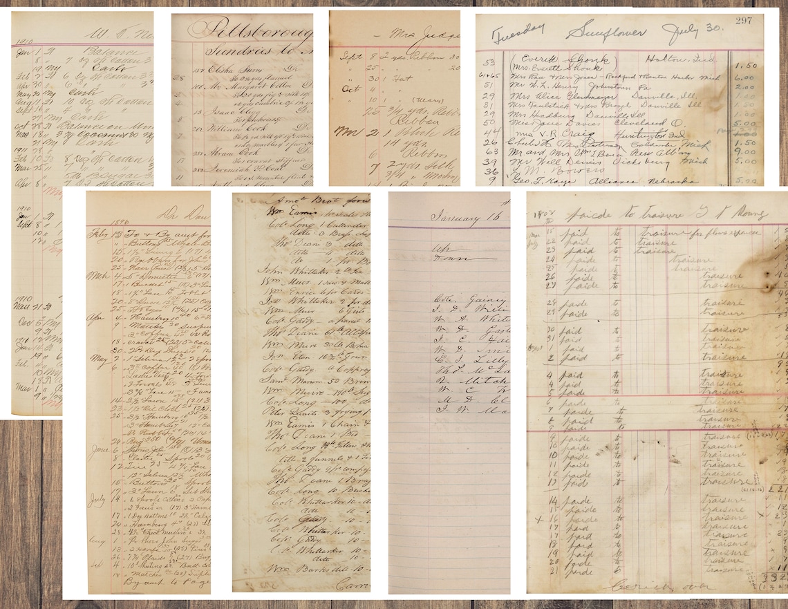 Vintage Ledger Pages | 22 Pc | Printable Antique Junk Journal Paper ...