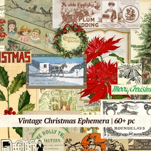 Vintage kerstverschijnselen | 60+ stuks | Afdrukbaar kerstjournaal | feestelijk collagevel | digitale decemberkrant | plakboek voor de feestdagen