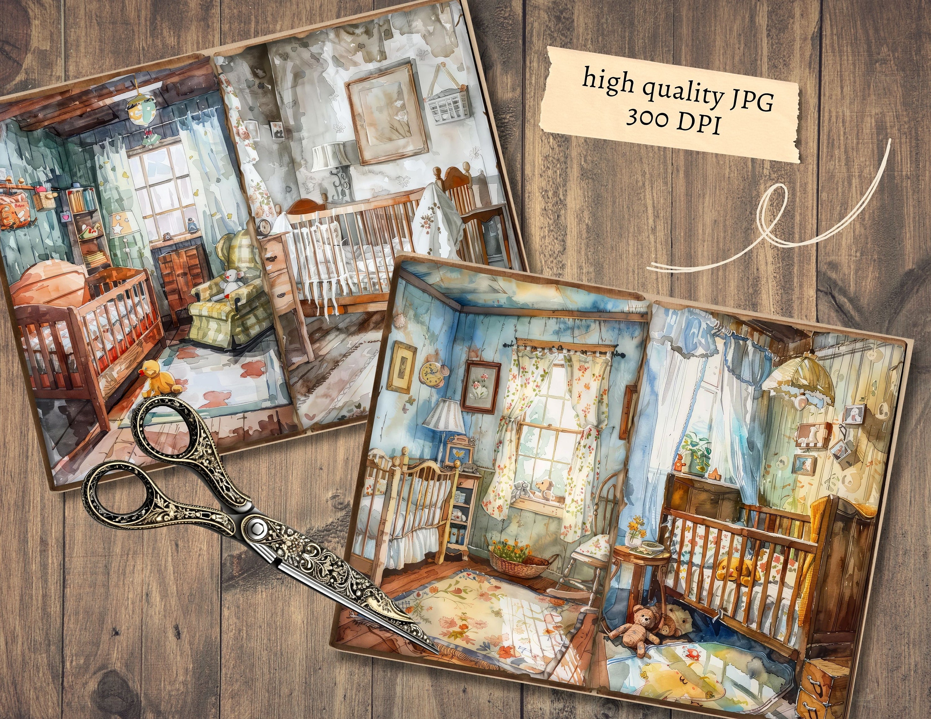 Cozy Nursery Junk Journal Pages, Digital Scrapbook Paper Kit, Newborn ...