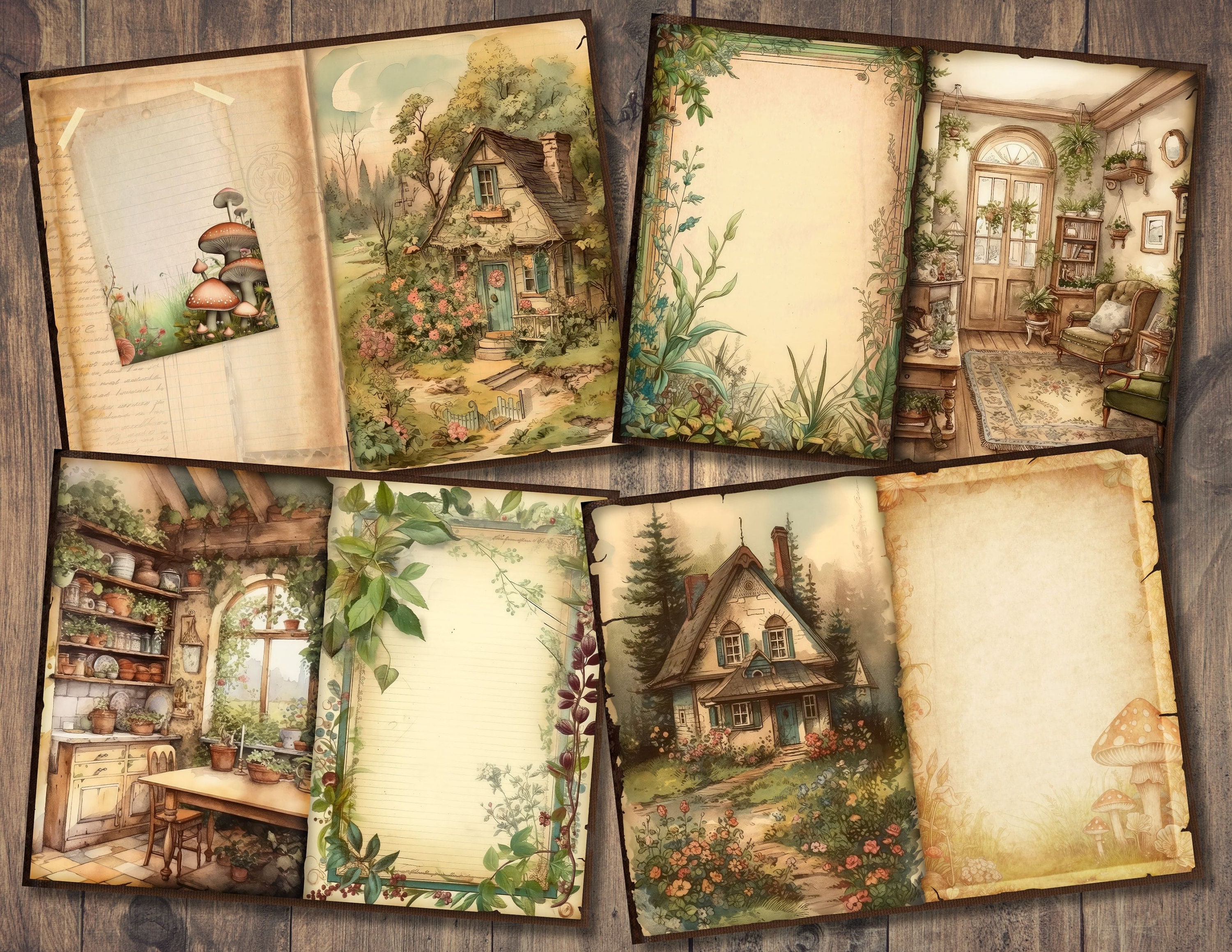 Cottagecore Junk Journal Kit, Cottage Printable, Digital Scrapbook Paper, Botanical Collage Sheet, Mushroom Pages, Vintage Ephemera, Tags - Etsy Cottagecore Junk Journal Kit, Cottage Printable, Digital Scrapbook Paper, Botanical Collage Sheet, Mushroom Pages, Vintage Ephemera, Tags - Etsy