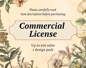 Commercial License - Up to 500 Sales for One Design Pack - No credit - digital download, printable paper