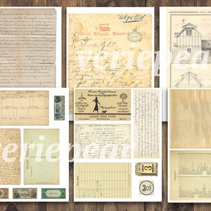 Vintage Junk Journal Ephemera Pack 50 Seiten ausdruckbare Collage Vorlage, digitales Scrapbook Kit, Ledger Seiten, Postkarten, handgeschriebene Briefe Bild 7