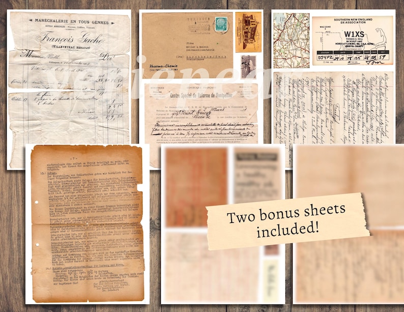Vintage Junk Journal Ephemera Pack | SET 2 | Printable Collage Sheet ...